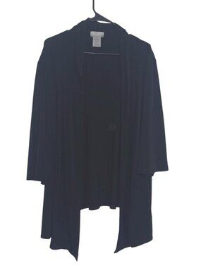 Jms Easydressing Womens Black Open-Front Cardigan Jacket 3X Lightweight Comfort
